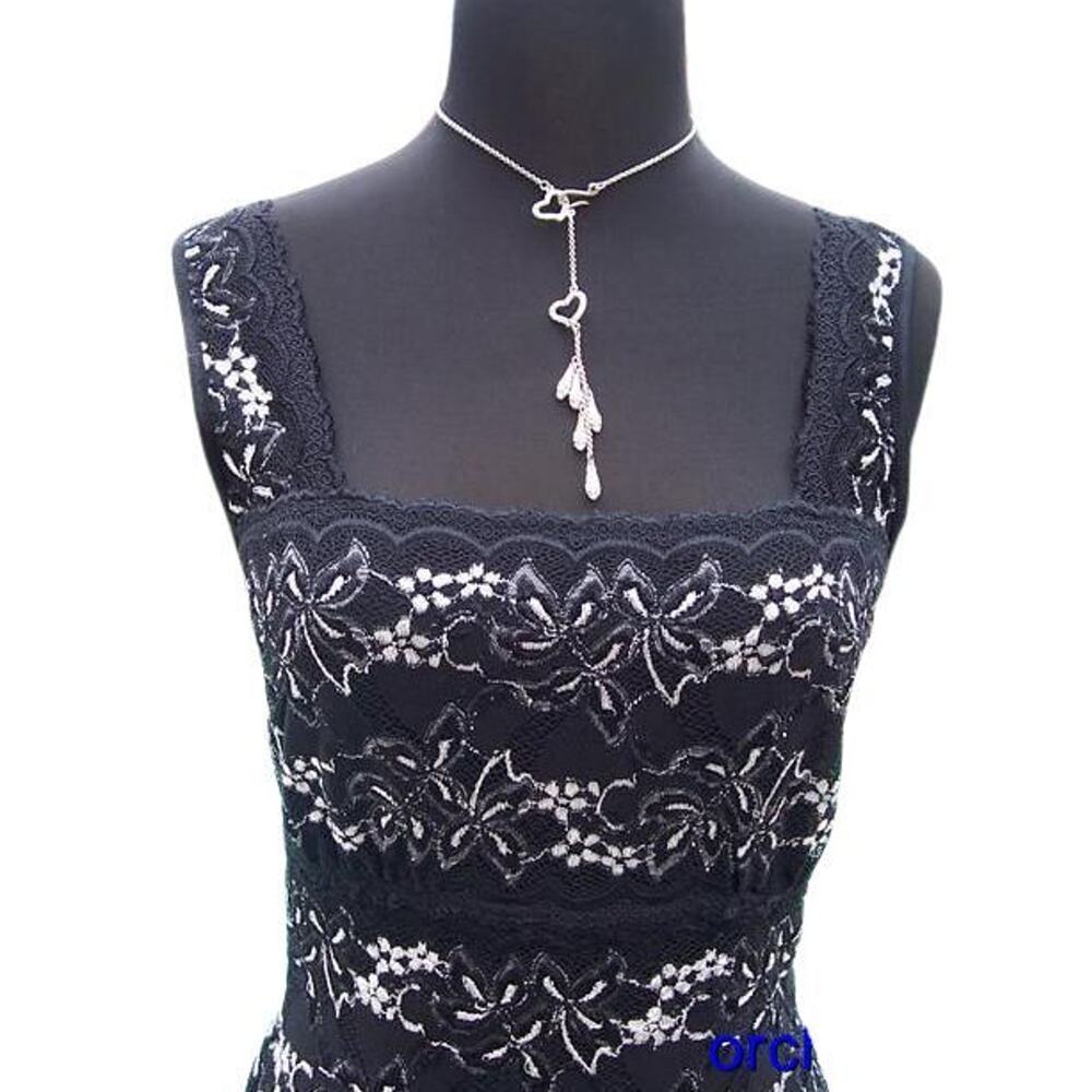 Cache Sheer Illusion Lace Mesh Cami Top New Black White Stretch NWT $98